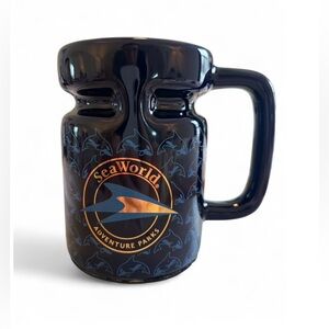 Sea World Adventure Parks Blue Golden Dolphins Pattern Coffee Mug